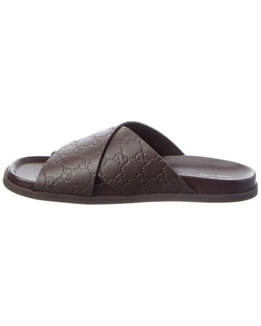 Gucci Brown Gg Leather Sandal for men