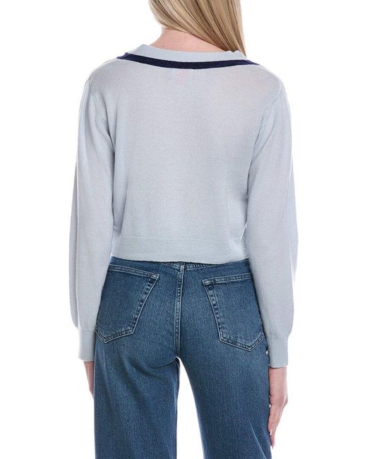 Brodie Cashmere Blue Lurex Trim Wool & Cashmere-Blend Cardigan