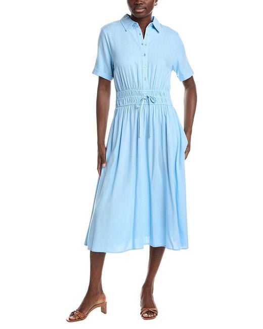 Nanette Lepore Blue Linen-Blend Midi Dress
