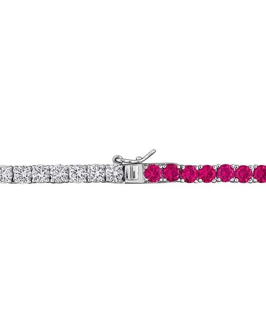 Rina Limor Pink 31.14 Ct. Tw. Lab-Grown Ruby And Sapphire Tennis Necklace