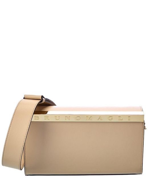 Bruno Magli Natural Bar Tool Box Leather Shoulder Bag