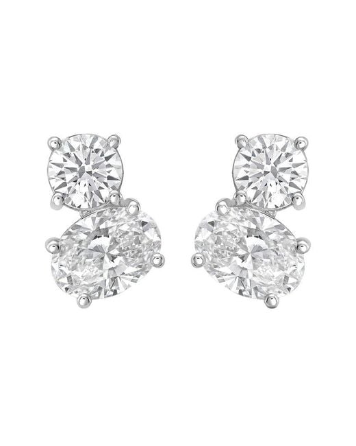 Diana M Metallic 14K 8.00 Ct. Tw. Lab-Grown Diamond Two-Stone Earrings