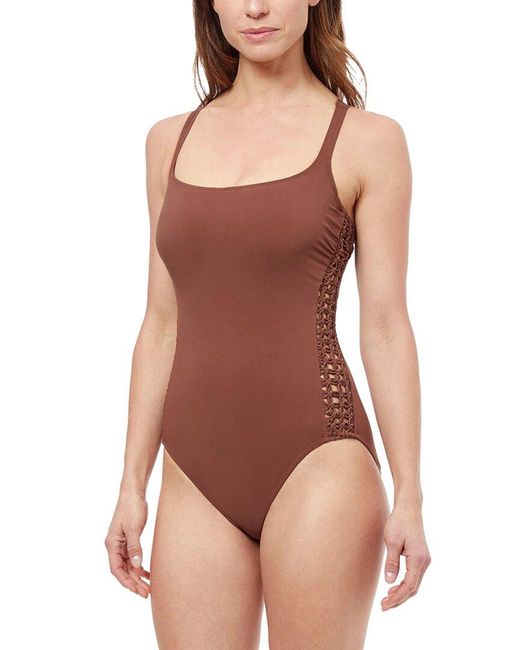 Gottex Red Iota Square Neck D-cup One-piece