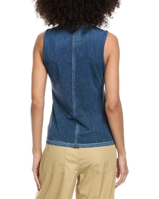 Rag & Bone Blue Miramar Mesh Mock Neck Tank