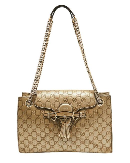 Gucci Metallic Ssima Leather Emily Chain Shoulder Bag (Authentic Pre-Owned)