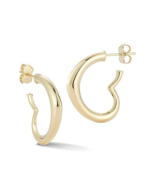 Ember Fine Jewelry Metallic 14K Heart Hoop Earrings