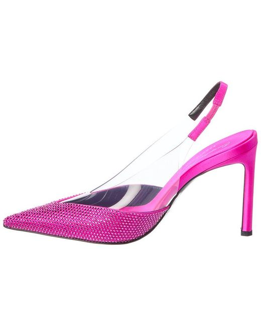 Sergio Rossi Pink X Evangelie Smyrniotaki Satin & Vinyl Slingback Pump