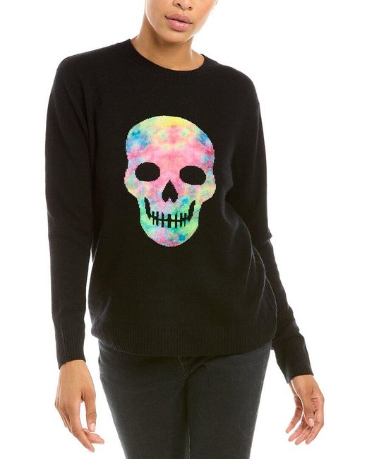 Autumn Cashmere Reversible Tie dye Skull Cashmere Sweater in Black