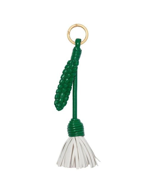 Bottega Veneta Green Leather Keychain