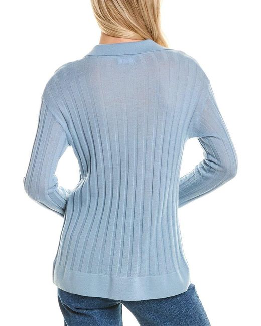 SABLYN Blue Cashmere Polo Sweater