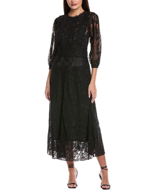 Johnny Was Petite Thea Lace Maxi Dress in Black | Lyst