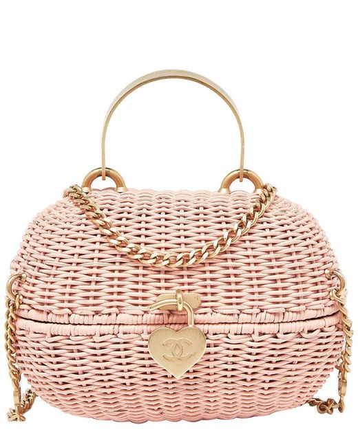Chanel Pink Wicker Oval Locket Basket Chain Bag (Authentic Pre-Owned)