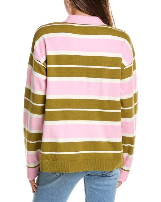 English Factory Yellow Striped Polo Knit Shirt
