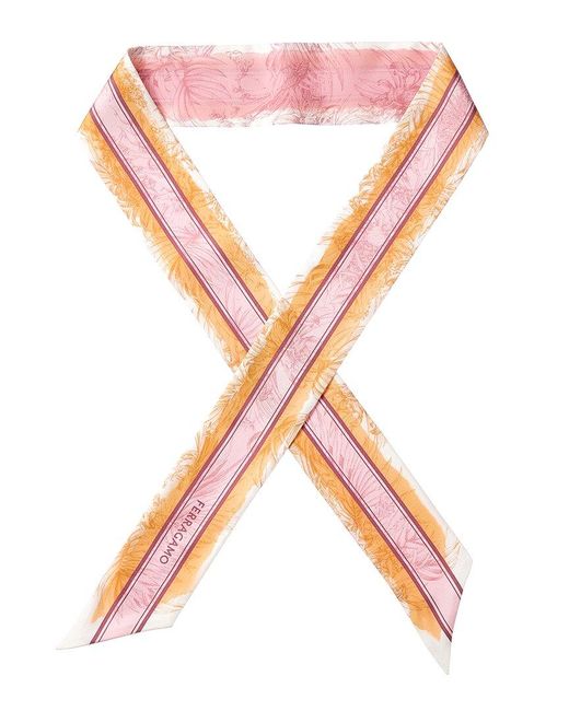 Ferragamo Pink Gravure Silk Scarf