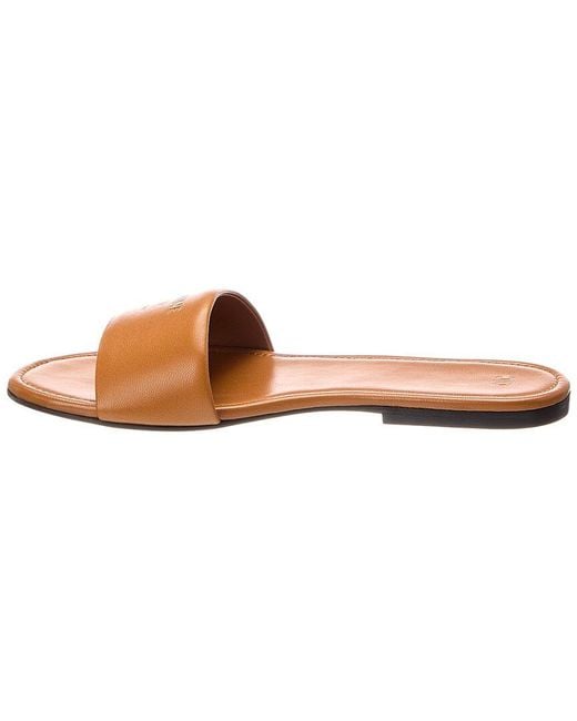 Céline Brown Logo Leather Flat Sandal