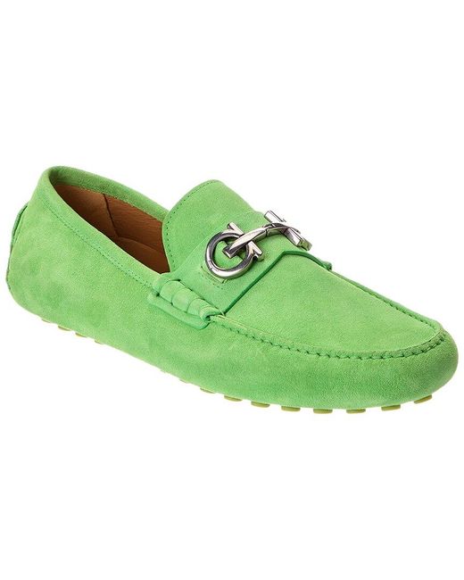 Ferragamo Green Grazioso Suede Loafer for men