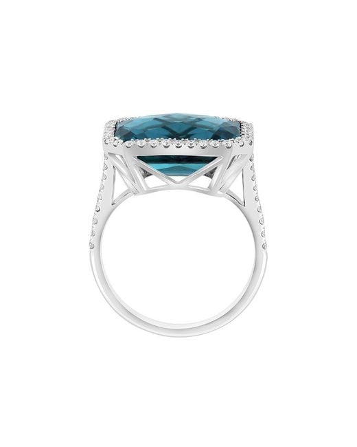 Effy Fine Jewelry Blue 14K 9.67 Ct. Tw. Diamond & London Topaz Ring
