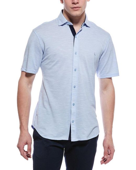 Tailorbyrd Blue Slub Pique Shirt for men