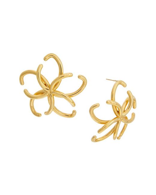 Oscar de la Renta Metallic O Flower Hoop Earrings