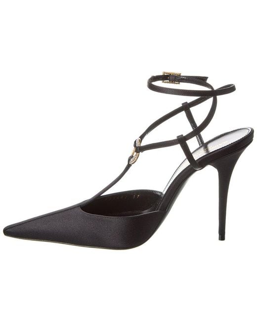 Saint Laurent Black Luna 105 Satin Slingback Pump