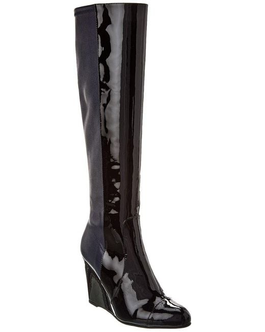 Stuart Weitzman Milla City Wedge Patent Leather Knee High Boot in Black Lyst UK