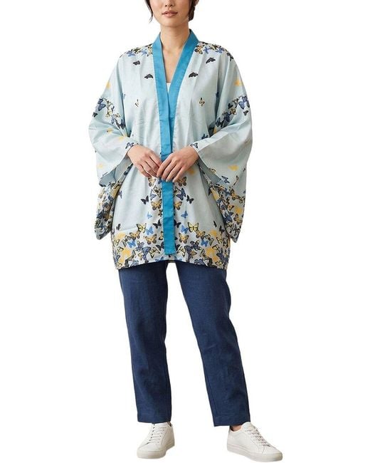 Saachi Blue Graphic Garden Kimono