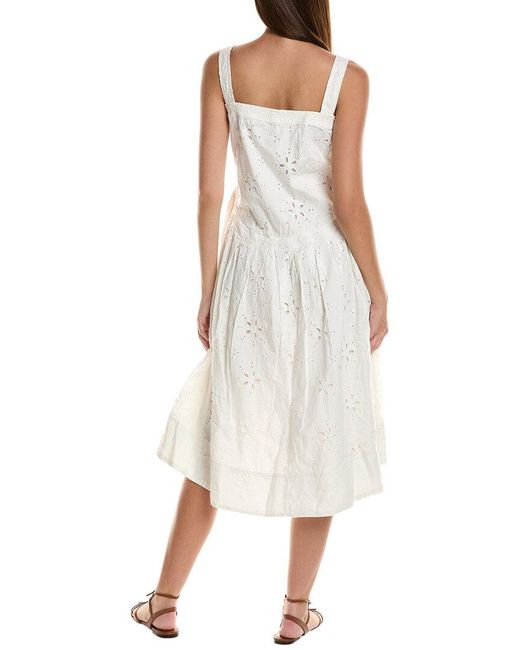 Free People White Primavera Eyelet Midi Dress