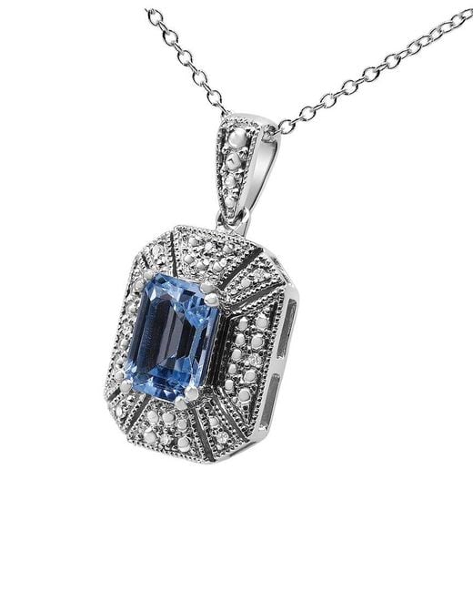 Haus of Brilliance Blue 1.60 Ct. Tw. Diamond & Topaz Pendant Necklace