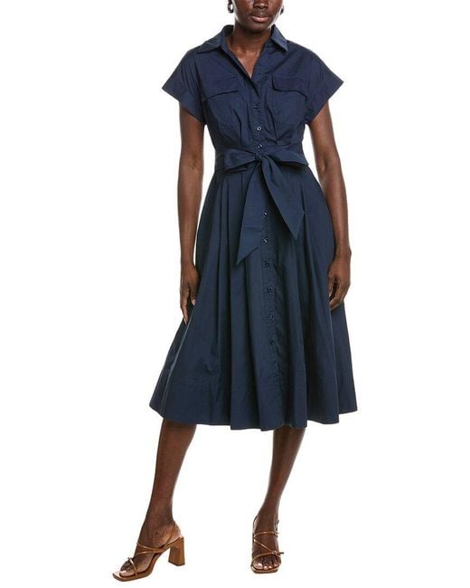 Gracia Blue Belted Midi Dress