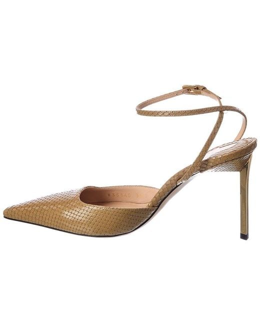 Tom Ford Metallic Snake-Embossed Leather Slingback Pump