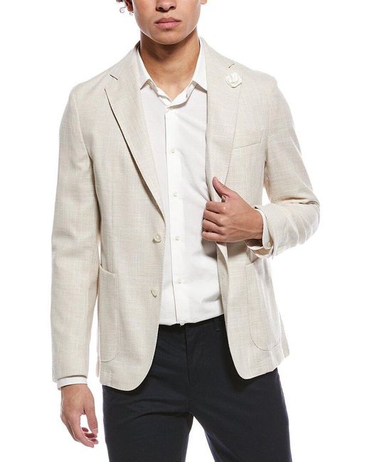 Boss Natural Hanry Wool & Linen-Blend Slim Fit Blazer for men