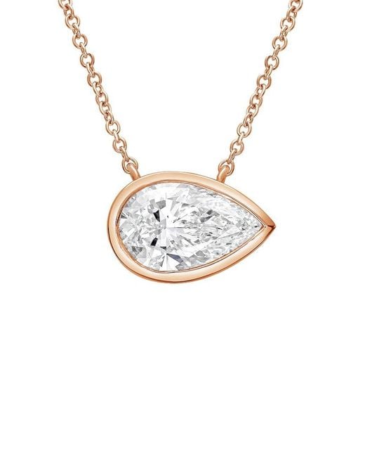 Diana M Metallic Diana M. 14K Rose 10.00 Ct. Tw. Lab-Grown Diamond Solitaire Bezel Pendant