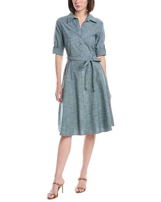 Sharagano Blue Short Sleeve Shirtdress