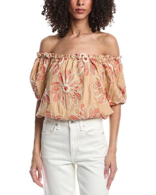 Ramy Brook Orange Lana Linen-Blend Top