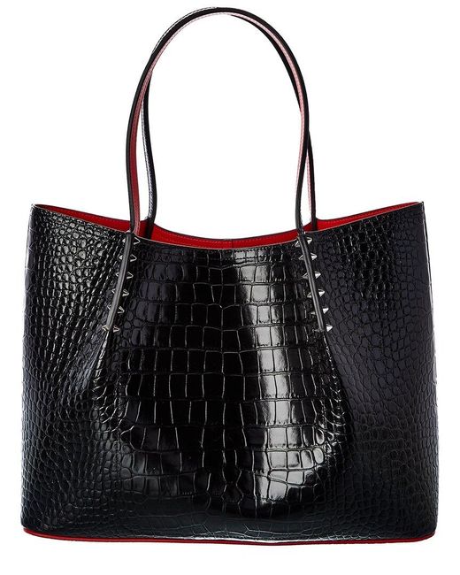 Christian Louboutin Cabarock Large Croc-embossed Leather Tote in Black ...
