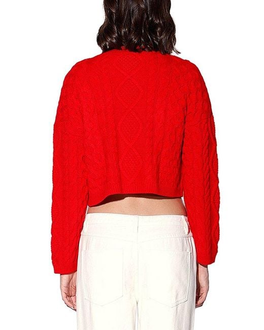 Walter Baker Red Claire Linen-Blend Cardigan