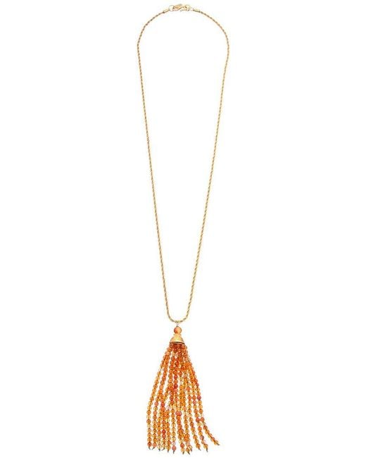 Kenneth Jay Lane Multicolor Plated Agate Tassel Necklace