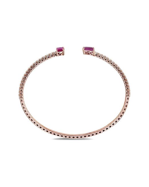 Forever Creations Signature Pink Forever Creations 14k Rose Gold 2.80 Ct. Tw. Diamond & Ruby Flexible Bangle Bracelet