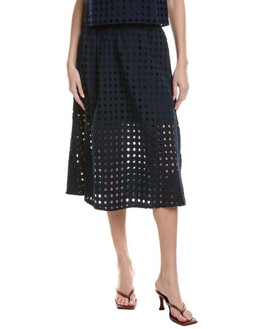 Cece Black Circle Eyelet Midi Skirt
