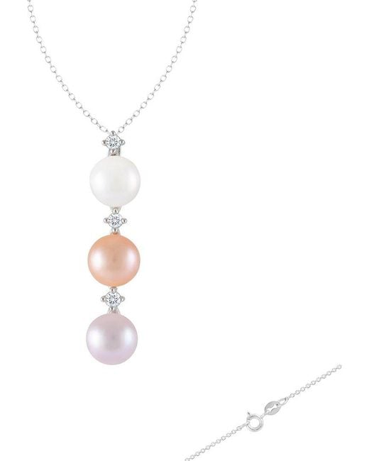 Splendid White 8-8.5Mmmm Pearl Cz Pendant