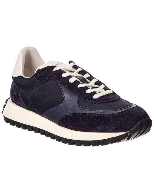 Gianvito Rossi Blue Gravel Canvas & Suede Sneaker