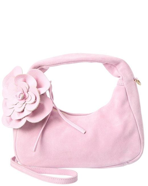 Isabella Rossetti Pink Fluer 27 Suede Shoulder Bag