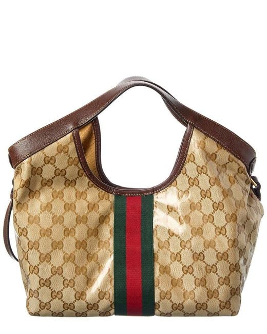 Gucci Metallic Giglio Small Canvas & Leather Tote