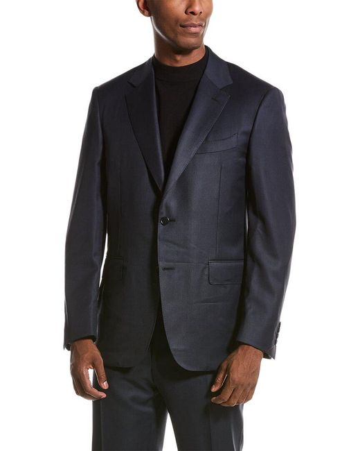 Canali Black 2pc Wool Suit With Flat Front Pant for men