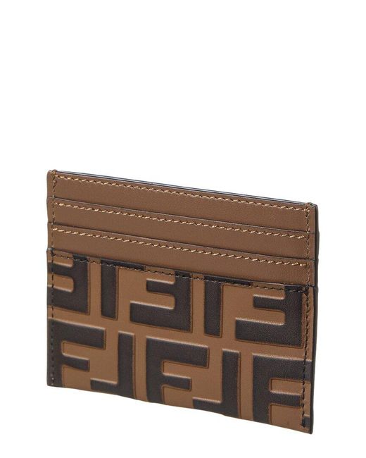 Fendi Brown Ff Diamonds Leather Card Holder