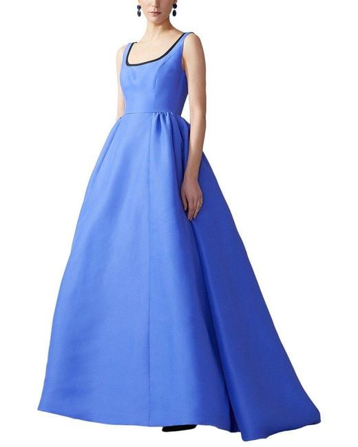 Carolina Herrera Women's Blue Sleeveless Silk Gown