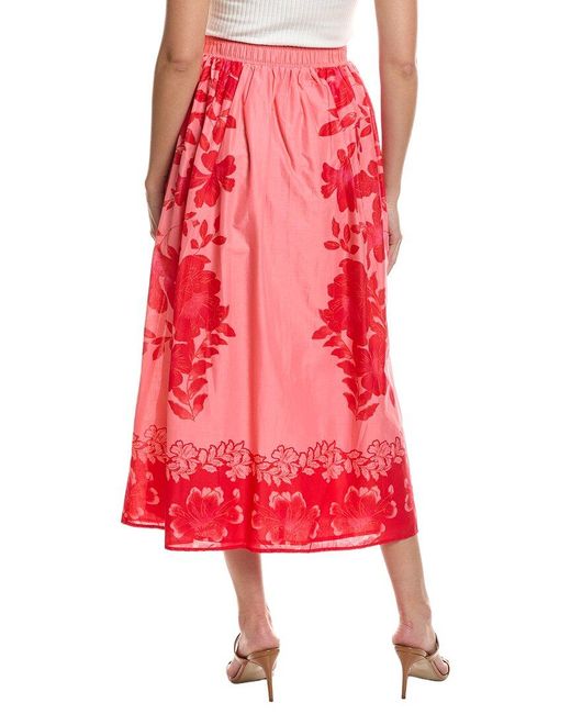Vince Camuto Red Midi Printed Skirt