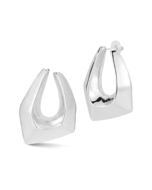 Glaze Jewelry White Plated Sculptural Statement Drop Earrings