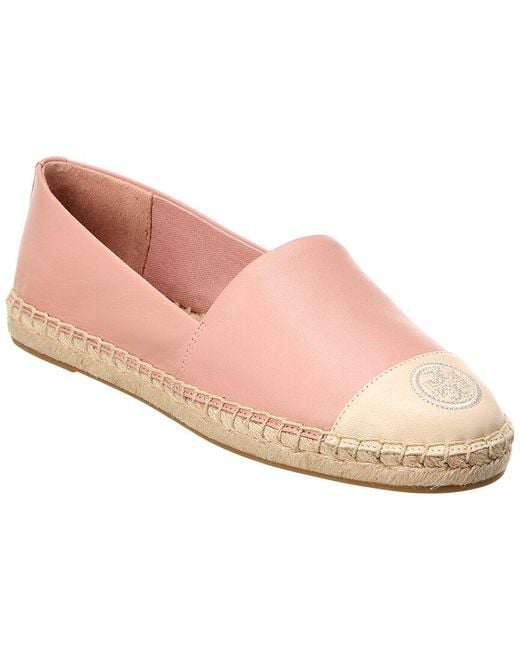 Tory Burch Pink Colorblocked Leather Espadrille