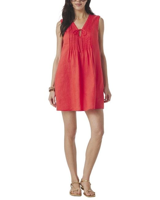 Splendid Red Stella Linen Mini Dress